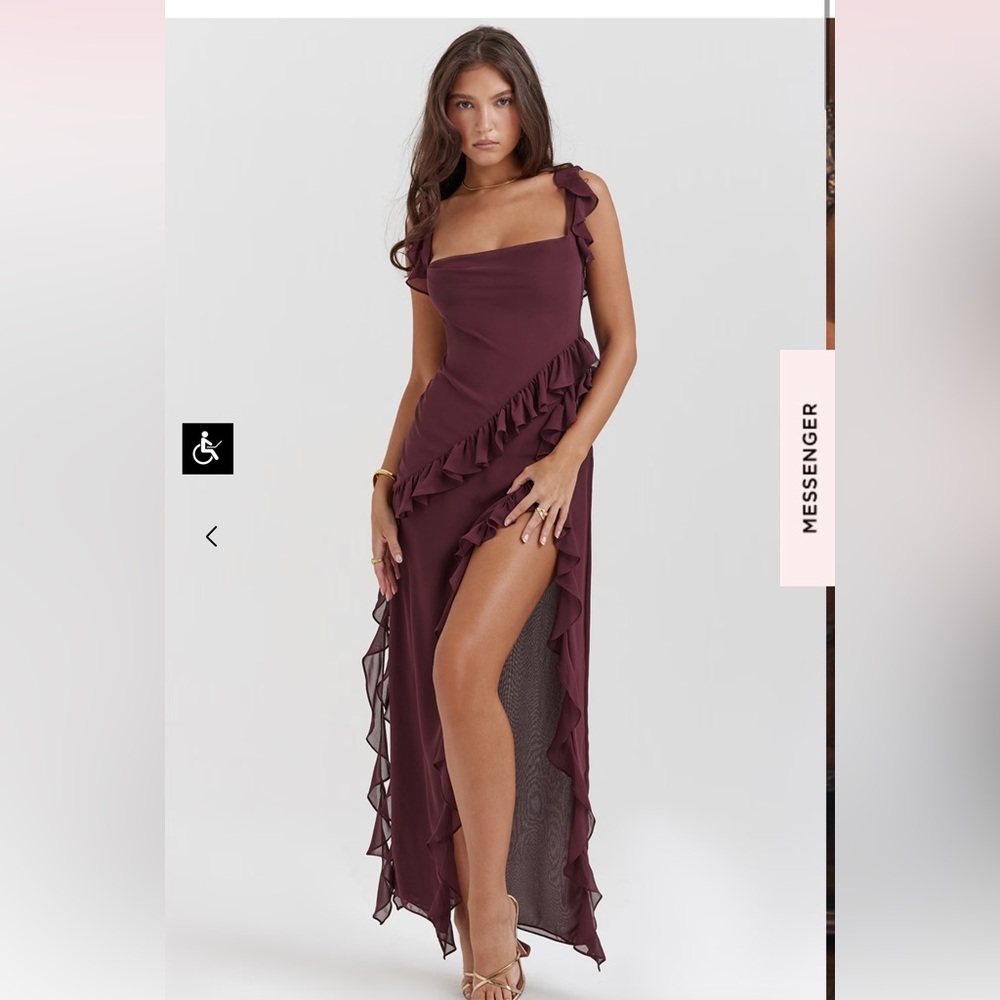 HOUSE OF CB 'Ariela' Mulberry Ruffle Maxi Dress NWOT
